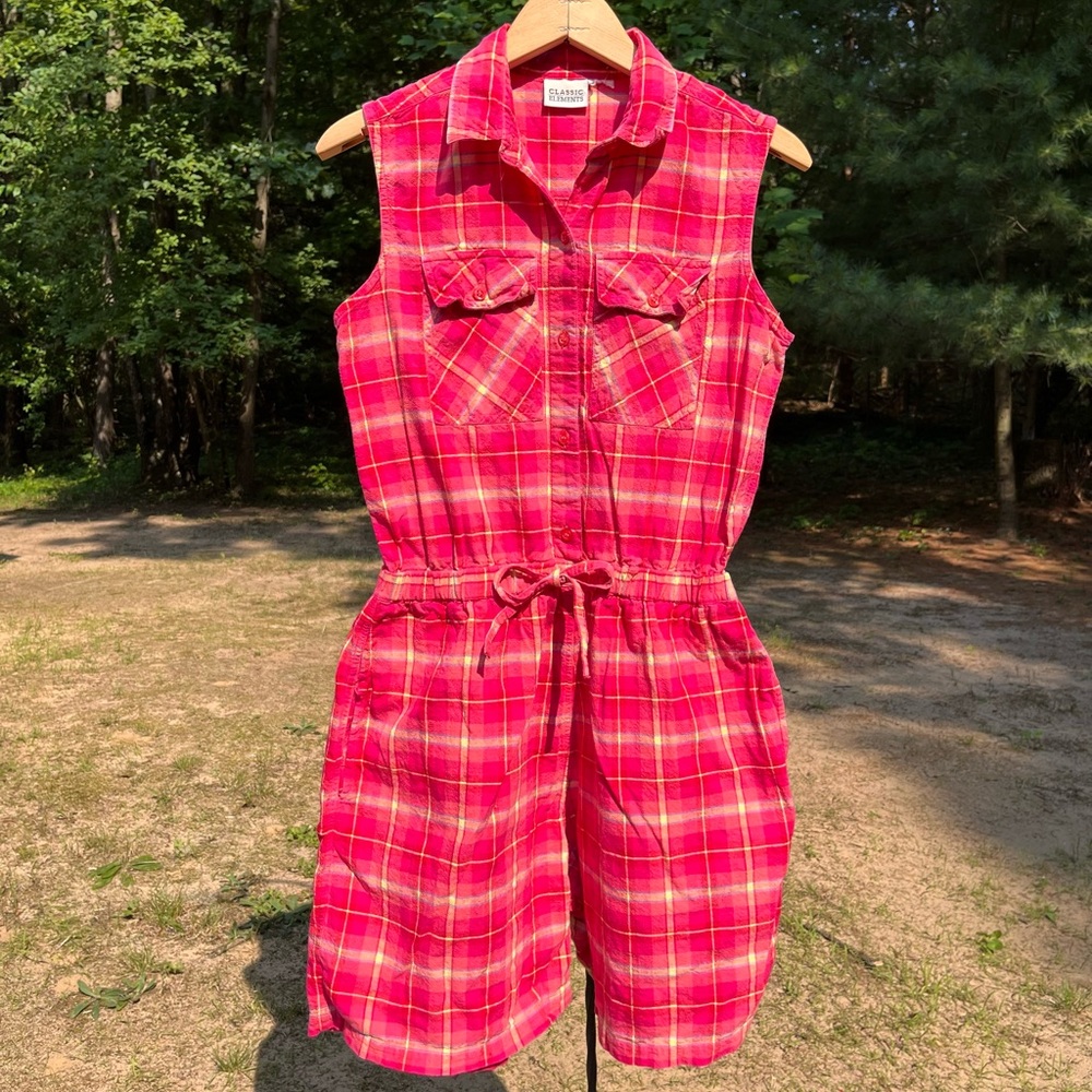 90s Classic Elements Plaid Romper